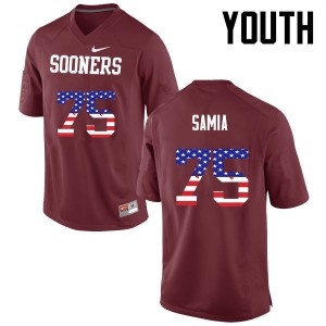 Youth Dru Samia Crimson OU College Football USA Flag Fashion #75 Jersey 129542-443