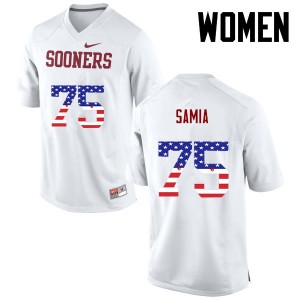 Women Dru Samia White Sooners College Football USA Flag Fashion #75 Jersey 871885-692