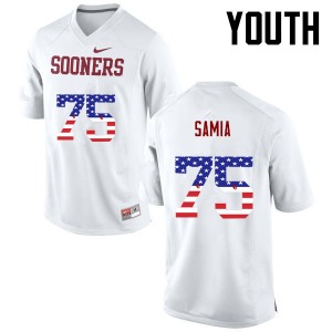Youth Dru Samia White Sooners College Football USA Flag Fashion #75 Jersey 116869-501
