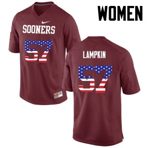 Women DuVonta Lampkin Crimson Oklahoma College Football USA Flag Fashion #57 Jersey 984533-282
