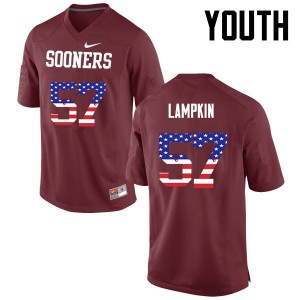 Youth DuVonta Lampkin Crimson Oklahoma Sooners College Football USA Flag Fashion #57 Jersey 602188-366