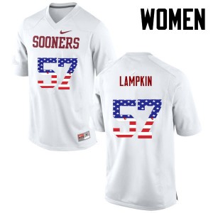 Women DuVonta Lampkin White Oklahoma College Football USA Flag Fashion #57 Jersey 327639-594
