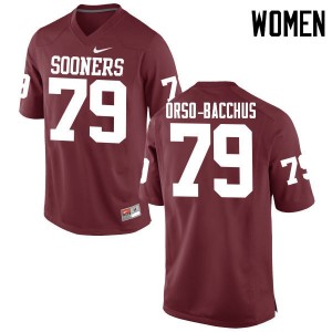 Women Dwayne Orso-Bacchus Crimson Sooners College Football #79 Jersey 475272-292