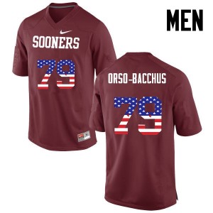 Men Dwayne Orso-Bacchus Crimson Oklahoma Sooners College Football USA Flag Fashion #79 Jersey 255107-492