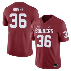 Men Eli Bowen Crimson Oklahoma Sooners College Football #36 Jersey 182149-629