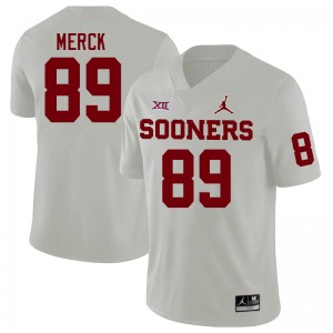 Men Eli Merck White Oklahoma Sooners College Football #89 Jersey 176270-214