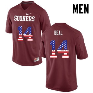 Men Emmanuel Beal Crimson OU Sooners College Football USA Flag Fashion #14 Jersey 128695-329