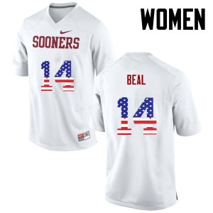 Women Emmanuel Beal White OU Sooners College Football USA Flag Fashion #14 Jersey 187894-445