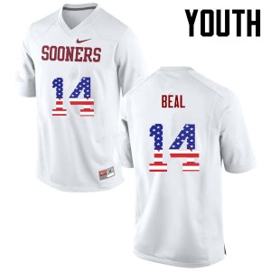 Youth Emmanuel Beal White OU Sooners College Football USA Flag Fashion #14 Jersey 415853-852