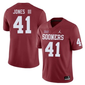 Men Emmett Jones III Crimson Oklahoma Sooners College Football #41 Jersey 200534-253