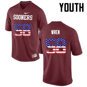 Youth Erick Wren Crimson Oklahoma Sooners College Football USA Flag Fashion #58 Jersey 961706-733
