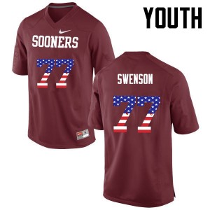 Youth Erik Swenson Crimson OU Sooners College Football USA Flag Fashion #77 Jersey 996050-668