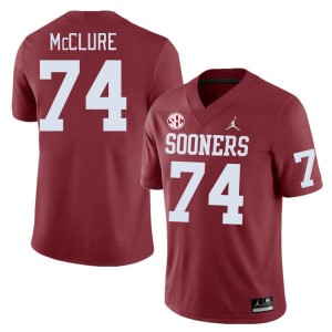 Men Evan McClure Crimson OU Sooners 2024 SEC Conference #74 Jersey 667515-479