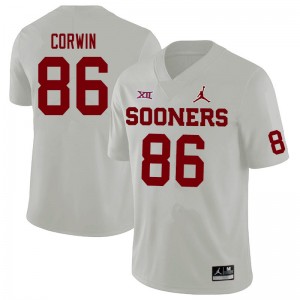 Men Finn Corwin White OU Jordan Brand College Football #86 Jersey 107378-175