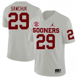 Men Gabe Sawchuk White OU Sooners 2024 SEC Conference College Football #29 Jersey 101057-959