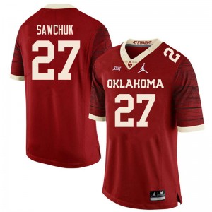 Men Gavin Sawchuk Retro OU Sooners College Football #27 Jersey 883679-702