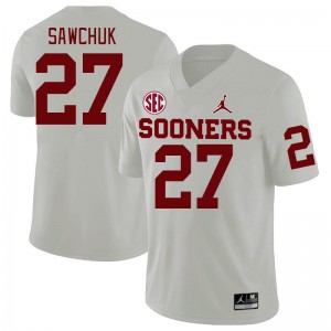 Men Gavin Sawchuk White OU Sooners 2024 SEC Conference College Football #27 Jersey 696501-714