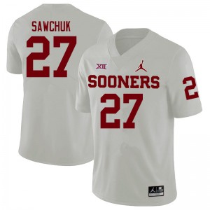 Men Gavin Sawchuk White Sooners College Football #27 Jersey 676772-677