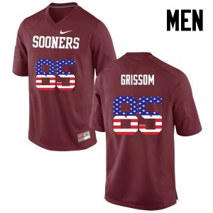 Men Geneo Grissom Crimson Oklahoma College Football USA Flag Fashion #85 Jersey 431405-766