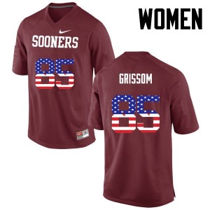 Women Geneo Grissom Crimson Oklahoma College Football USA Flag Fashion #85 Jersey 779377-737