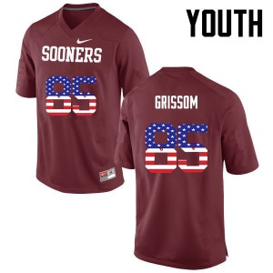 Youth Geneo Grissom Crimson Oklahoma College Football USA Flag Fashion #85 Jersey 864647-300
