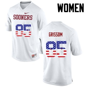 Women Geneo Grissom White OU College Football USA Flag Fashion #85 Jersey 960504-942
