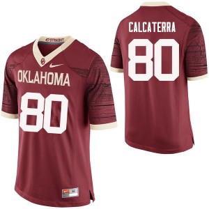 Men Grant Calcaterra Crimson OU Sooners College Football #80 Jersey 333343-833