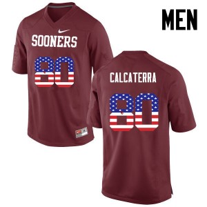 Men Grant Calcaterra Crimson OU College Football USA Flag Fashion #80 Jersey 402147-862