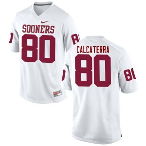 Men Grant Calcaterra White Sooners College Football #80 Jersey 157231-277