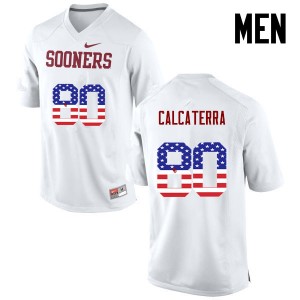 Men Grant Calcaterra White Sooners College Football USA Flag Fashion #80 Jersey 411845-903