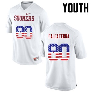 Youth Grant Calcaterra White Sooners College Football USA Flag Fashion #80 Jersey 799434-451