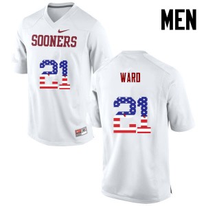 Men Greg Ward White OU Sooners College Football USA Flag Fashion #21 Jersey 648228-605