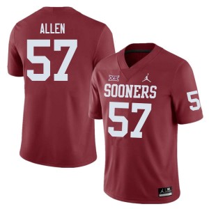 Men Gunnar Allen Crimson OU Sooners College Football #57 Jersey 776168-646
