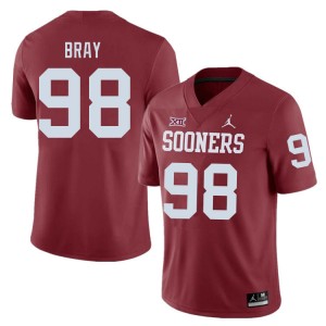 Men Hayden Bray Crimson OU College Football #98 Jersey 547438-420