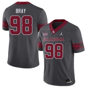 Men Hayden Bray Charcoal Oklahoma College Football #98 Jersey 444746-420