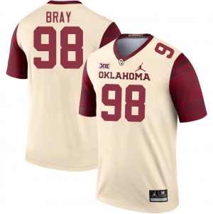 Men Hayden Bray Cream Sooners College Football #98 Jersey 386664-913