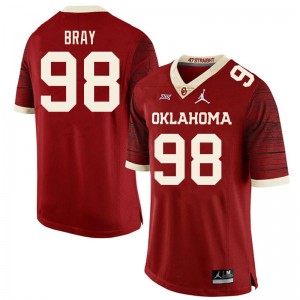 Men Hayden Bray Retro OU Sooners College Football #98 Jersey 580668-175