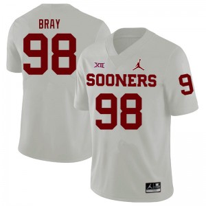 Men Hayden Bray White OU Sooners College Football #98 Jersey 253522-180