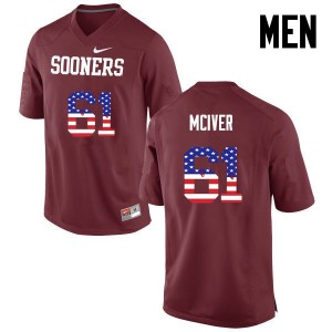 Men Ian McIver Crimson OU College Football USA Flag Fashion #61 Jersey 421647-199