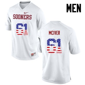 Men Ian McIver White OU College Football USA Flag Fashion #61 Jersey 136649-327