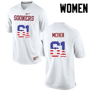 Women Ian McIver White OU College Football USA Flag Fashion #61 Jersey 573049-258