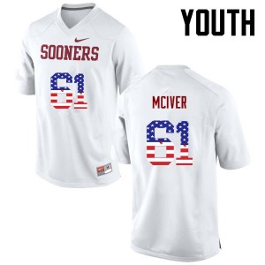 Youth Ian McIver White OU Sooners College Football USA Flag Fashion #61 Jersey 791136-602
