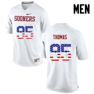 Men Isaiah Thomas White OU Sooners College Football USA Flag Fashion #95 Jersey 105696-464