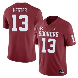 Men J.J. Hester Crimson Sooners 2024 SEC Conference #13 Jersey 454566-990