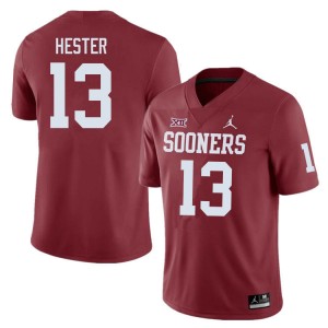 Men J.J. Hester Crimson Oklahoma College Football #13 Jersey 154568-659