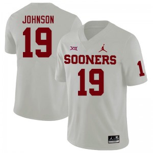 Men Jacobe Johnson White Oklahoma Sooners College Football #19 Jersey 999717-165