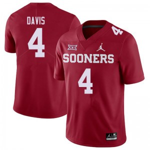 Men Jaden Davis Crimson Oklahoma Sooners Jordan Brand College Football #4 Jersey 117625-821