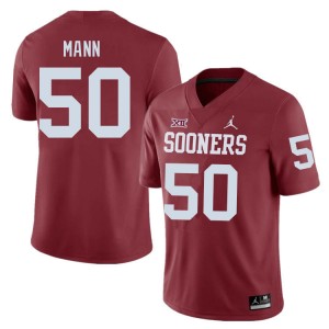 Men Jake Mann Crimson Sooners College Football #50 Jersey 729062-252
