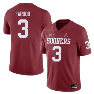 Men Jalil Farooq Crimson Oklahoma Sooners College Football #3 Jersey 201999-528