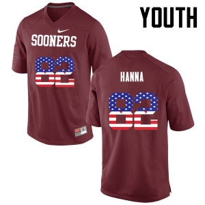 Youth James Hanna Crimson Oklahoma Sooners College Football USA Flag Fashion #82 Jersey 793272-367